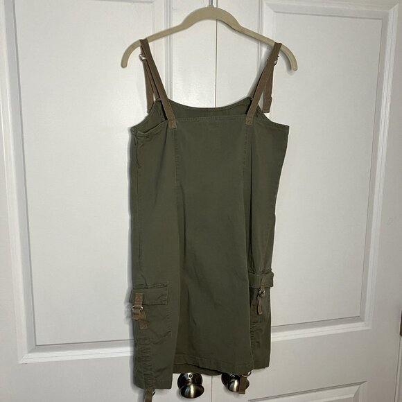 Y2K Point Zero Nicole Benisti Mini Dress Juniors 9 Green Cargo Utility - Picture 5 of 9